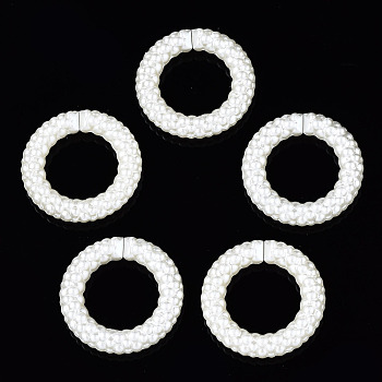 CCB Plastic Imitation Pearl Linking Rings, Quick Link Connectors, for Jewelry Chain Making, Ring, Seashell Color, 39.5x7.5mm, Inner Diameter: 24mm