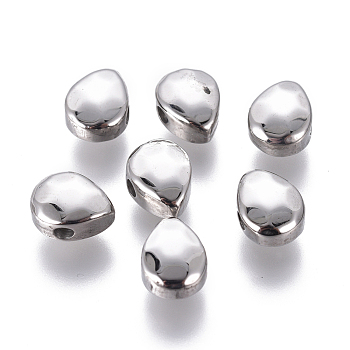 304 Stainless Steel Beads, Faceted, Teardrop, Stainless Steel Color, 8.5x6.5x4mm, Hole: 1.6mm