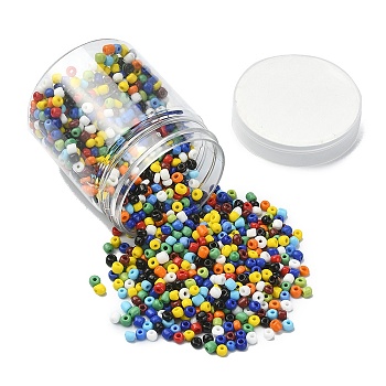 1300Pcs 6/0 Glass Seed Beads, Opaque Colours, Round, Small Craft Beads for DIY Jewelry Making, Mixed Color, 4mm, Hole: 1.5mm