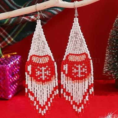 Red Snowflake Glass Earrings