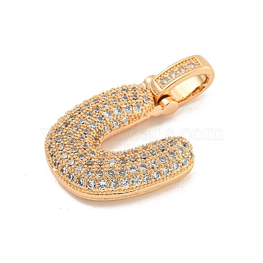 Brass Micro Pave Clear Cubic Zirconia Pendants(KK-B099-01G-U)-2