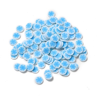 Light Sky Blue Snowflake Polymer Clay Beads