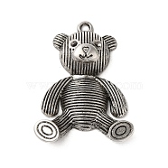 Tibetan Style Alloy Pendant, Bear, Antique Silver, 50x33.5x8.5mm, Hole: 2.5mm(FIND-A042-21AS)