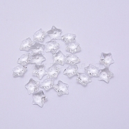 Transparent Glass Pendants, Faceted, Star Charms, Clear, 13x13.5x7mm, Hole: 1mm(GLAA-P037-04-16)