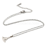 201 Stainless Steel Yoga Human Pendant Necklace with Cable Chains, Stainless Steel Color, 17.91 inch(45.5cm)(NJEW-Q317-16P)