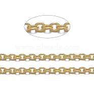 Brass Cable Chains, Soldered, with Spool, Oval, Cadmium Free & Nickel Free & Lead Free, Long-Lasting Plated, Golden, 2x1.5x0.35mm, about 32.8 Feet(10m)/roll(X-CHC-034Y-G-NF)