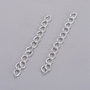Iron Ends with Twist Chain Extension for Necklace Anklet Bracelet, Cadmium Free & Lead Free, Silver, 50x3.5mm, Links: 5.5x3.5x0.5mm(CH-CH017-S-5cm)