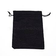 Rectangle Linen Craft Drawstring Bag, for Jewelry Wrapping, Black, 20x14.5x0.35cm(ABAG-WH0031-02)