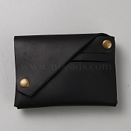 Mini Leather Coin Purse, Rectangle Credit Card Wallets with Snap Button, Black, 7.5x10.2x2.5cm(AJEW-WH20001-29C)