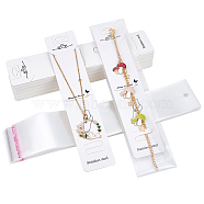 HOBBIESAY 50 Sets Paper Anklet Display Cards, with OPP Cellophane Bags, Rectangle with Foot Pattern, White, Card: 19.5x4x0.05cm, Bag: 25x5x0.01cm(OPP-HY0001-01C)