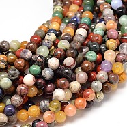 Natural Mixed Stone Bead Strands, Round, 10mm, Hole: 1mm, about 40pcs/strand, 15.7 inch(X-G-P075-31-10mm)