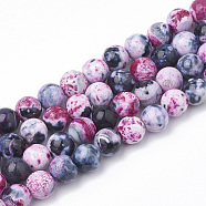 Dyed Natural Fire Crackle Agate Beads Strands, Round, Cerise, 10~10.5mm, Hole: 1.2mm, about 37~40pcs/strand, 14.9~15.1 inch(38~38.5cm)(G-T098-02A-01)