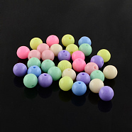 Round Solid Color Opaque Acrylic Beads, Mixed Color, 12mm, Hole: 2mm, about 500pcs/500g(SACR-S037-M02-D)