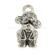 Tibetan Style Alloy Pendants, Cadmium Free & Lead Free, Antique Silver, Dog, 17.5x10.5x10.5mm, Hole: 2.5mm(FIND-U015-06AS)