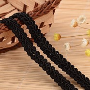 Lace Trim Nylon Ribbon for Jewelry Making, Black, 1/2 inch(12mm), about 100yards/roll(91.44m/roll)(ORIB-L005-56)