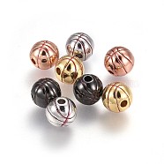 Brass Enamel Beads, Long-Lasting Plated, Basketball, Mixed Color, 9mm, Hole: 2.2mm(KK-L179-07)