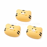 Opaque Resin Cabochons, Tiger, Yellow, 15.5x19.5x7.5mm(X-RESI-C013-03)