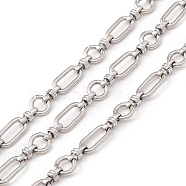 Tarnish Resistant 304 Stainless Steel Ring and Oval Link Chains, Unwelded, Stainless Steel Color, 12x8x2mm(X-CHS-E023-04P)