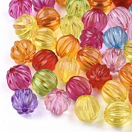 Transparency Acrylic Corrugated Beads, Round, Mixed Color, 9x8.5x8.5mm, Hole: 1.5mm(X-TACR-Q266-01)