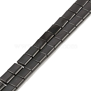 Electroplated Non-magnetic Synthetic Hematite Beads Strands, Square, 2-Hole, Gunmetal Plated, 5x5x2mm, Hole: 0.8mm, about 74pcs/strand, 15.75 inch(40cm)(G-G089-B02-16)