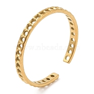 304 Stainless Steel Hollow Round Open Cuff Rings for Women, Real 18K Gold Plated, US Size 7 1/4(17.5mm)(STAS-D085-19G)