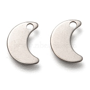 201 Stainless Steel Charms, Laser Cut, Moon, Stainless Steel Color, 10x7x0.5mm, Hole: 1.4mm(STAS-B001-17P)