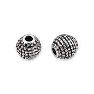Tibetan Style Alloy Beads, Cadmium Free & Lead Free, Round, Antique Silver, 5.5mm, Hole: 1.6mm, about 2080pcs/1000g(TIBEB-N005-085)