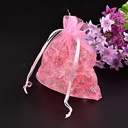 LT.Pink Jewelry Packing Drawable Pouches, Organza Gift Bags, about 10cm wide, 12cm long(X-OP103)