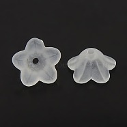 Chunky White Transparent Frosted Flower Acrylic Beads, about 13mm in diameter, 7mm thick, hole:1mm(X-PL560)