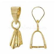 Golden Brass Ice Pick Pinch Bails, 11x5mmm, Hole: 3mm, Pin: 0.8mm(X-KK-E143-G)
