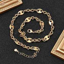 Brass Oval Link Chain Necklaces for Women, Real 18K Gold Plated, 16.06 inch(40.8cm)(NJEW-F329-01G)