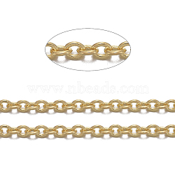 Brass Cable Chains, Soldered, with Spool, Oval, Cadmium Free & Nickel Free & Lead Free, Long-Lasting Plated, Golden, 2x1.5x0.35mm, about 32.8 Feet(10m)/roll(X-CHC-034Y-G-NF)