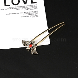 Halloween Bat Alloy Hair Forks for Women Girls, Antique Bronze, 101.7x44.7mm(PW-WGD54B7-01)