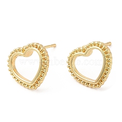 Heart Alloy Stud Earrings for Women, with 304 Stainless Steel Steel Pin, Cadmium Free & Lead Free, Light Gold, 10.5x11.5mm(PALLOY-Q447-05LG)
