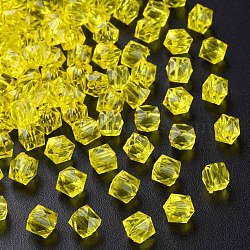 Transparent Acrylic Beads, Faceted, Square, Yellow, 5.5x5.5x5.5mm, Hole: 1.8mm, about 4485pcs/500g(MACR-S373-112A-B09)