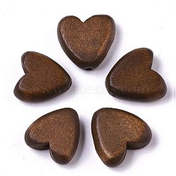 Painted Wood Beads, Heart, Coconut Brown, 15.5x15.5x6mm, Hole: 1.5mm(X-WOOD-R265-08D)