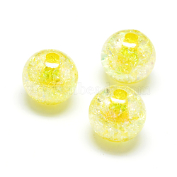 Crackle Style Acrylic Beads, AB Colour, Inside Color, Round, Yellow, 20mm, Hole: 2.5mm(X-MACR-S825-20mm-A)