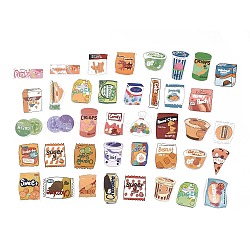 40Pcs 40 Styles Food Themed PVC Plastic Snacks Stickers Sets, Waterproof Adhesive Decals for DIY Scrapbooking, Photo Album Decoration, Mixed Patterns, 26~47x44~74x0.1mm, 1pc/style(STIC-P004-33)