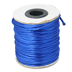 Nylon Cord, Satin Rattail Cord, for Beading Jewelry Making, Chinese Knotting, Blue, 2mm, about 50yards/roll(150 feet/roll)(NWIR-A003-16)