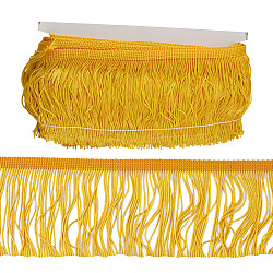 Polyester Tassel Fringe Trimming, Clothes Decoration, Costume Accessories, Gold, 100x1mm, 10m/card(X-OCOR-TAC0008-22)