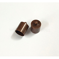 Brass Cord Ends, End Caps, Nickel Free, Red Copper, 12x8mm, Hole: 1mm, Inner Diameter: 7mm(KK-D219-12x8-R-NF)