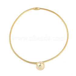 Stainless Steel Round Snake Chain Pendant Necklaces, Golden, Round Ball, 17.01 inch(43.2cm)(NJEW-D088-01G-01)