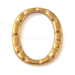 304 Stainless Steel Linking Rings, Textured Oval, Real 18K Gold Plated, 12x10.5x2mm, Inner Diameter: 10x7mm(STAS-M061-03G-05)