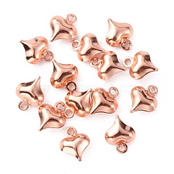 316 Surgical Stainless Steel Charms, Heart, Rose Gold, 10x8x3.5mm, Hole: 1.2mm(STAS-TAC0015-01RG)