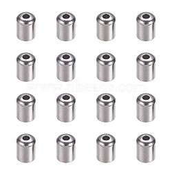Stainless Steel Cord Ends, End Caps, Column, Stainless Steel Color, 6.5x5mm, Hole: 1mm, 4mm inner diameter, 50pcs/box(STAS-UN0009-38P)