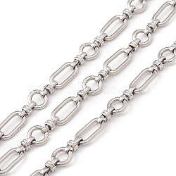 Tarnish Resistant 304 Stainless Steel Ring and Oval Link Chains, Unwelded, Stainless Steel Color, 12x8x2mm(X-CHS-E023-04P)