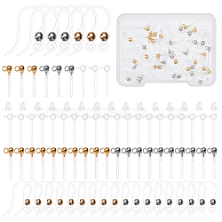 DIY Earring Making Finding Kits, Including Resin Stud Earring Findings, Plastic Earring Hooks & Ear Nuts, Golden & Stainless Steel Color, 160Pcs/box(DIY-DC0001-66)