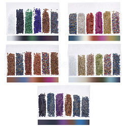 Glass Chip Beads, No Hole/Undrilled, for DIY Dollhouse Landscape, Vase Filler, Mixed Color, 1~4x1~3mm, 6 colors/bag, about 30g/bag, 5 bags/set(MRMJ-OC0003-17)