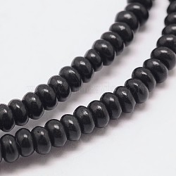 Dyed Synthetical Turquoise Rondelle Bead Strand, Black, 6x4mm, Hole: 1mm, about 95pcs/srtand, 15.7 inch(G-P083-6mm-84L)