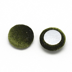 Velvet Cloth Fabric Covered Cabochons, with Aluminum Bottom, Half Round/Dome, Olive Drab, 26~26.5x6.5mm(WOVE-S084-12B)